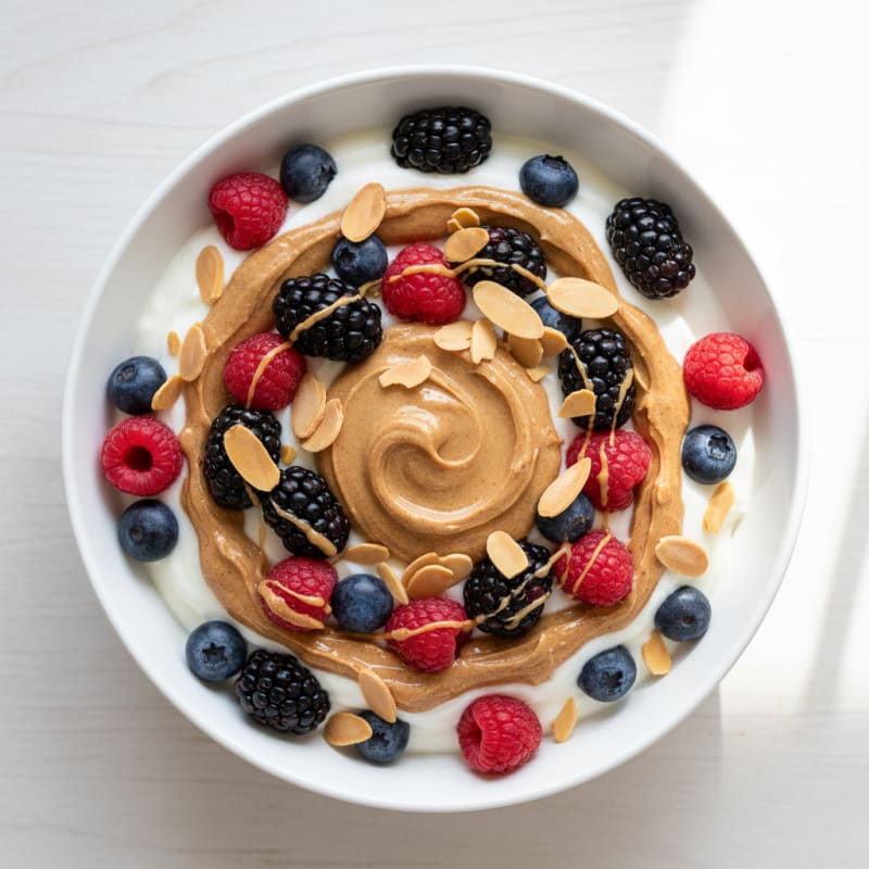 Creamy Greek Yogurt Parfait with Mixed Berries and Almond Butter