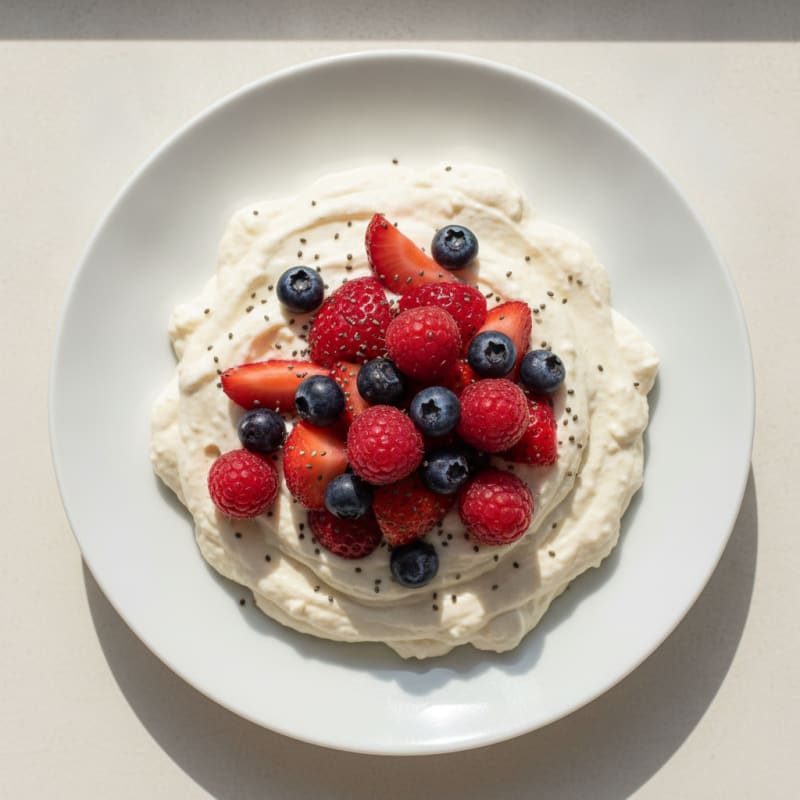 Silky Greek Yogurt Protein Pudding with Mixed Berries