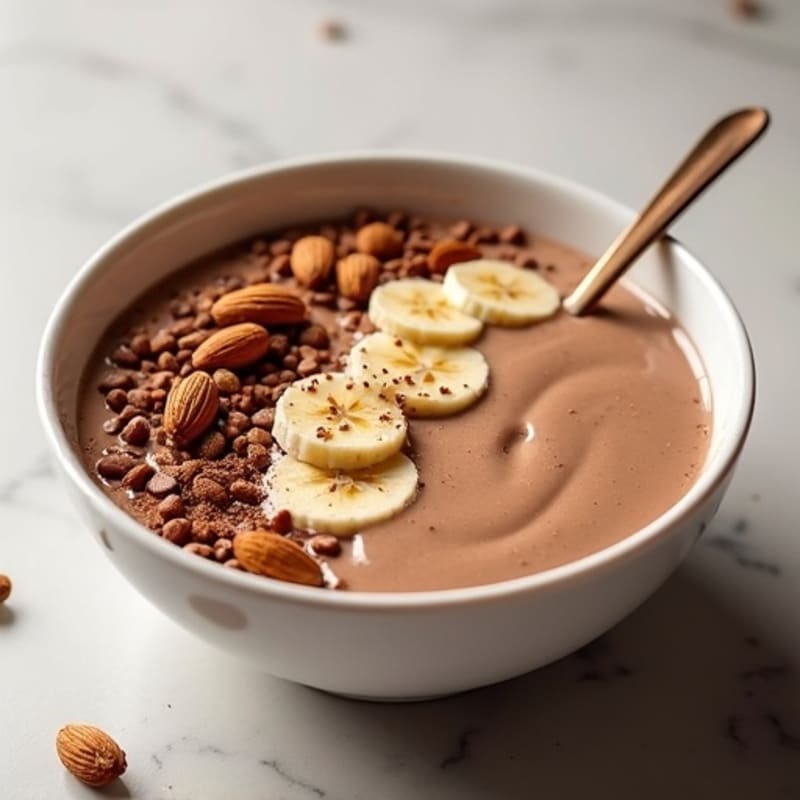 Creamy Chocolate Protein Smoothie Bowl with Crunchy Almonds