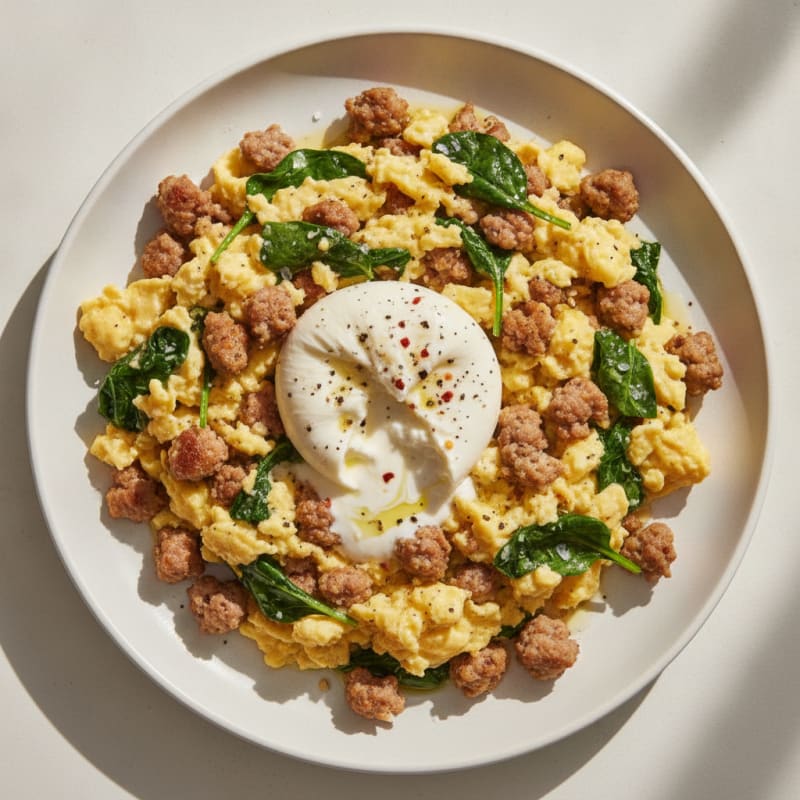 Burrata and Turkey Sausage Scramble