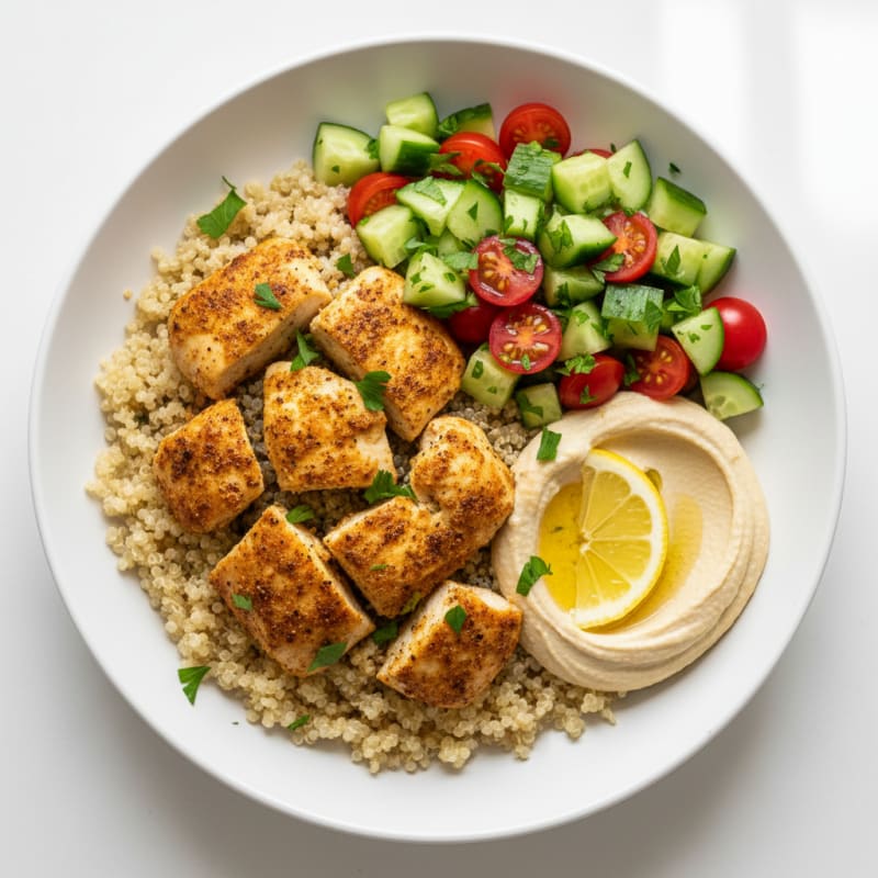 Crispy Lemon-Herb Chicken Shawarma Bowls