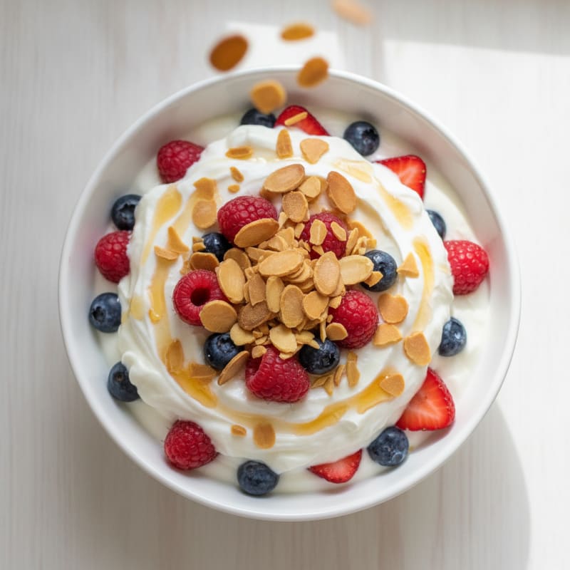 Creamy Greek Yogurt Protein Parfait with Berries and Almonds