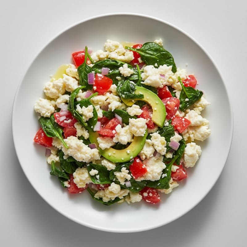 Egg White Veggie Scramble with Spinach and Tomato