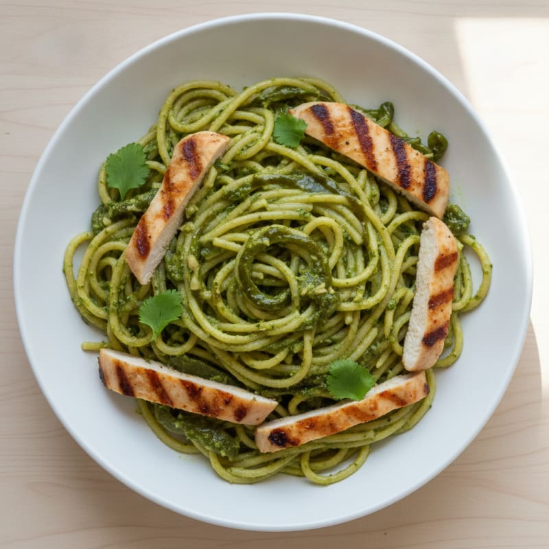 Creamy Poblano Green Spaghetti