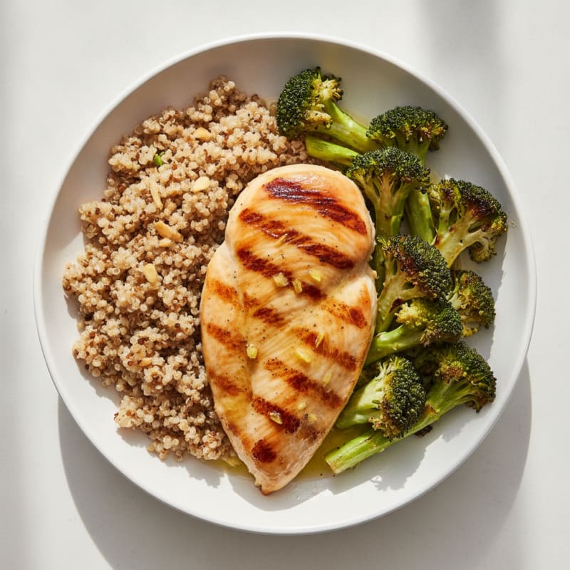 Grilled Chicken Breast with Roasted Broccoli and Quinoa