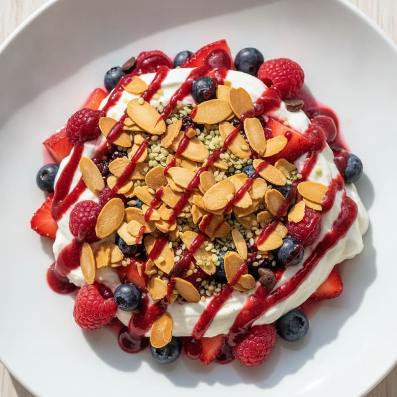 Creamy Greek Yogurt Parfait with Mixed Berries and Toasted Almonds