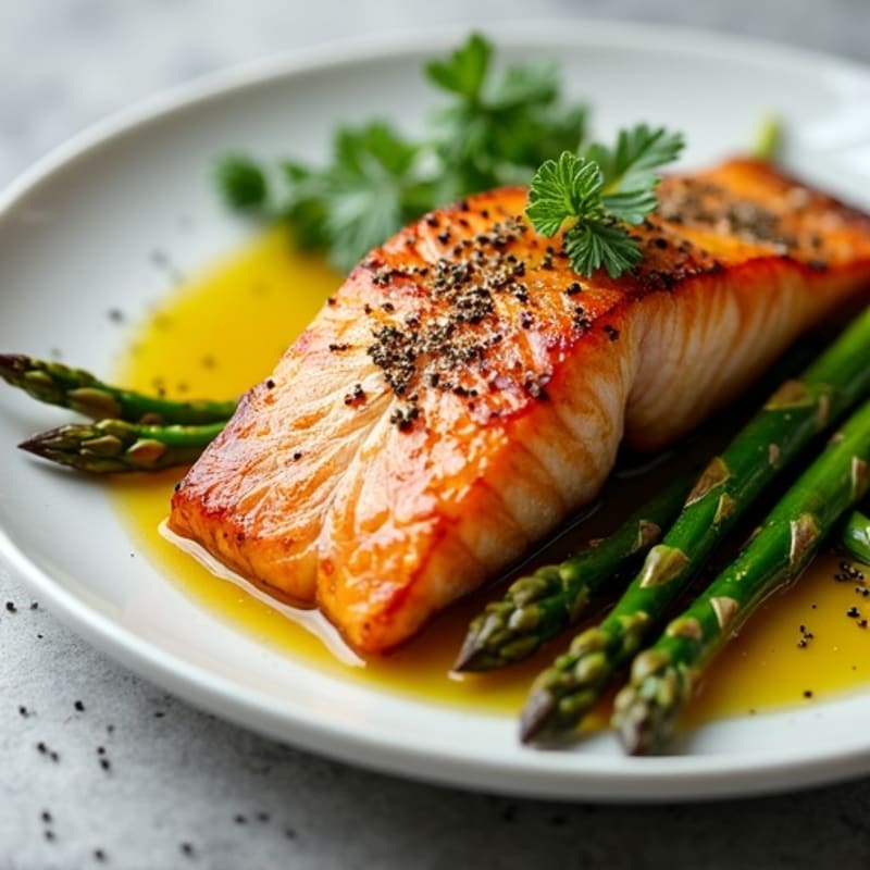 Crispy Pan-Seared Salmon with Roasted Asparagus