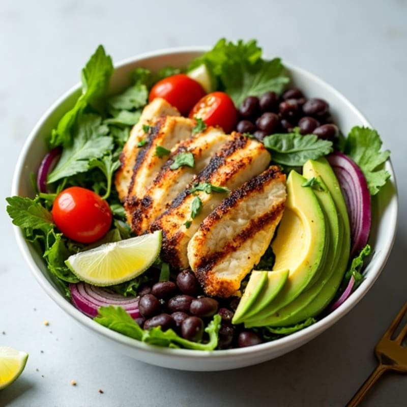 Crispy Avocado and Black Bean Salad Bowl with Fresh Cilantro Lime Dressing