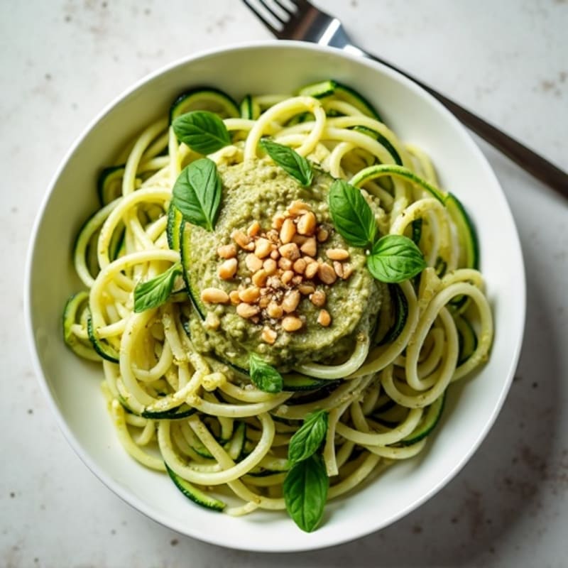 Fresh Zucchini Noodles with Creamy Vegan Pesto