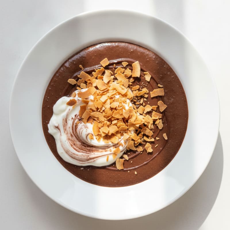 Silky Chocolate Protein Pudding with Toasted Coconut