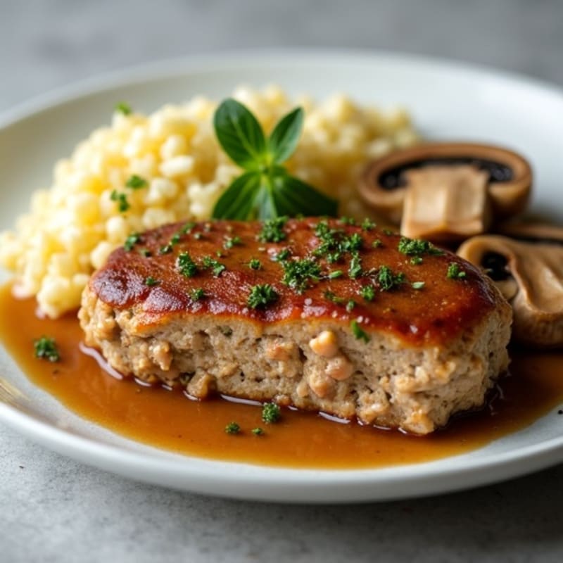 Herb-Seasoned Turkey Meatloaf with Mushroom Gravy