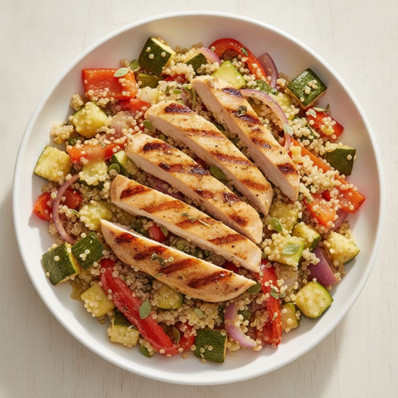 Grilled Chicken and Quinoa Salad with Roasted Vegetables