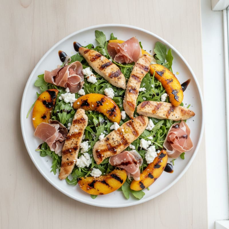 Grilled Peach and Prosciutto Salad