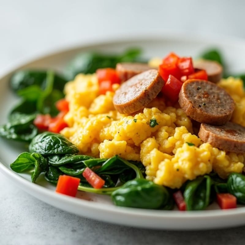 Egg White and Turkey Sausage Scramble with Spinach
