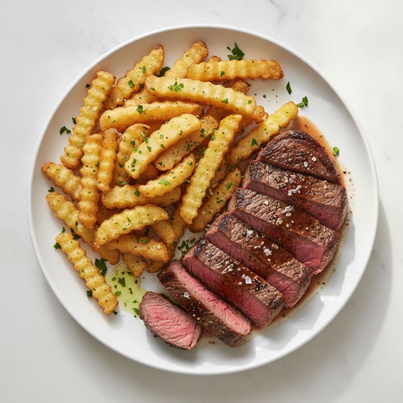 Pan-Seared Steak with Garlic Fries
