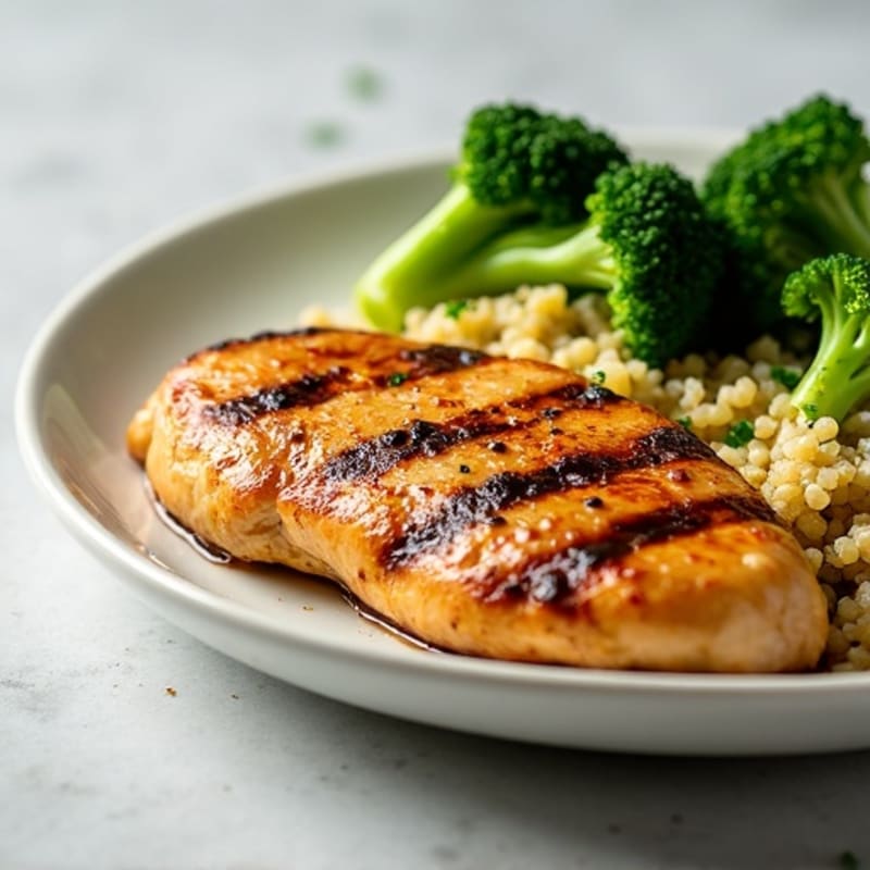 Grilled Chicken Breast with Quinoa and Steamed Broccoli