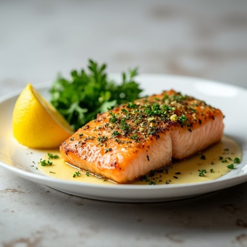 Herb-Crusted Pan Seared Salmon with Lemon