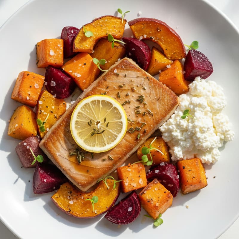Pan-Seared Tuna with Roasted Root Vegetables