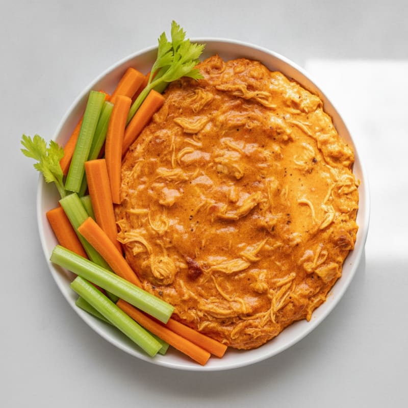 Clean Buffalo Chicken Dip with Fresh Veggie Dippers