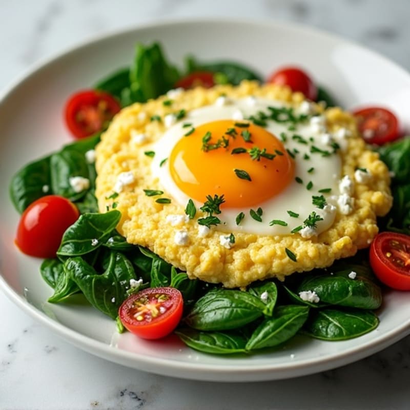 Fluffy Egg White Scramble with Fresh Herbs and Spinach
