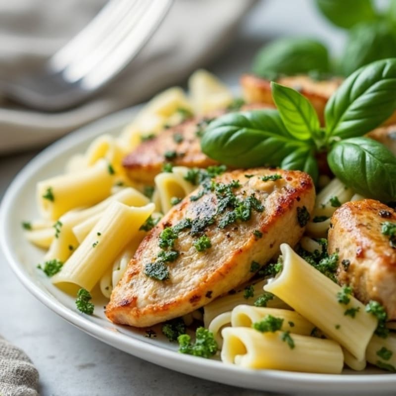 Creamy Pesto Chicken Pasta with Fresh Basil