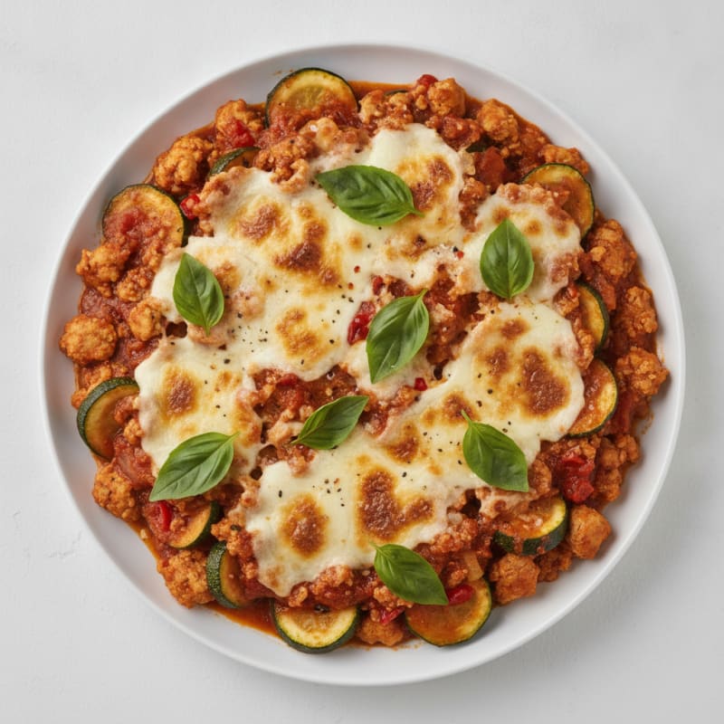 Frozen Ground Chicken Skillet with Mozzarella and Basil