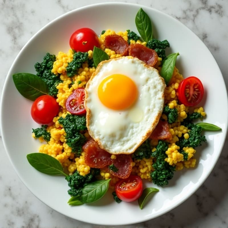 Egg White Spinach Scramble with Turkey Bacon
