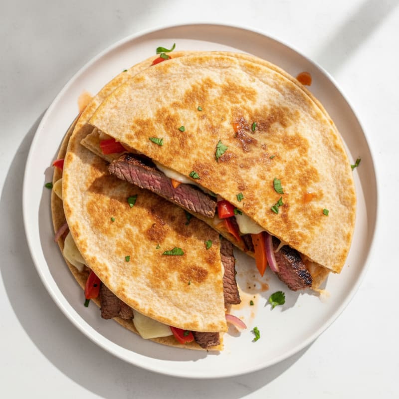 Pan-Seared Steak and Pepper Quesadillas