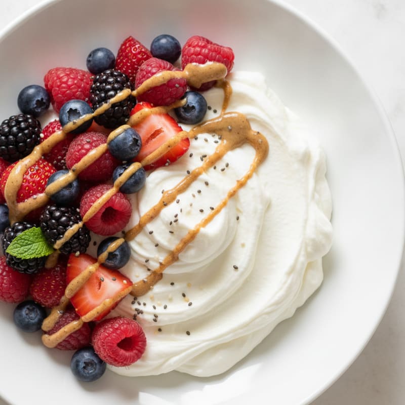 Silky Greek Yogurt Protein Pudding with Mixed Berries
