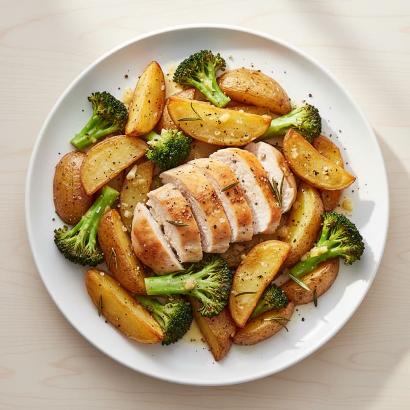 Roasted Garlic Herb Potatoes with Lemon-Rosemary Chicken