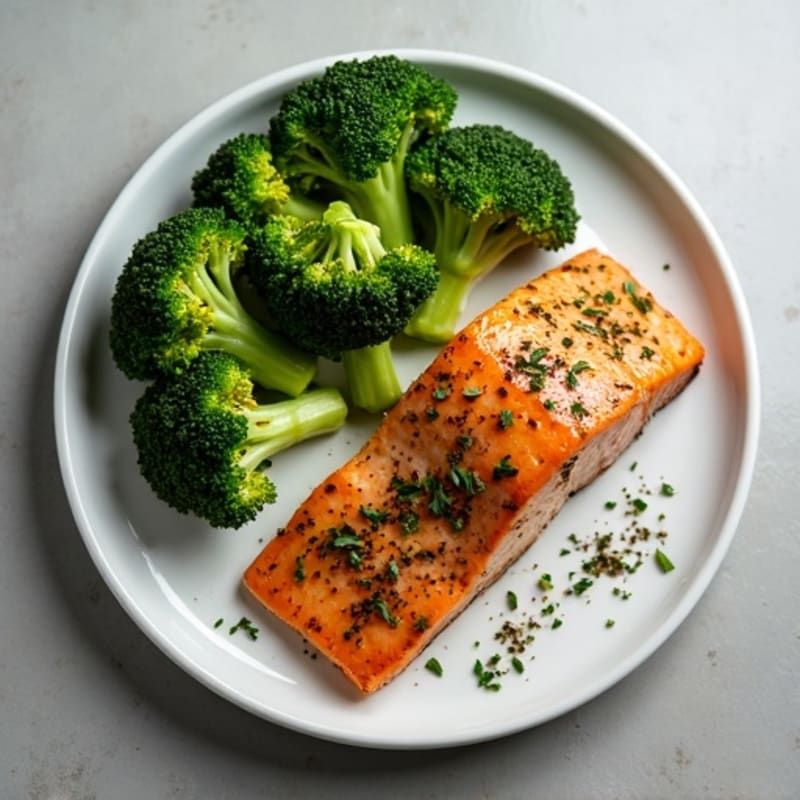 Herb-Crusted Pan Seared Salmon with Roasted Broccoli