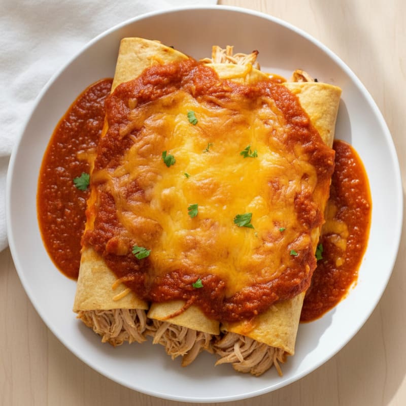 Chicken Enchiladas with Red Chili Sauce