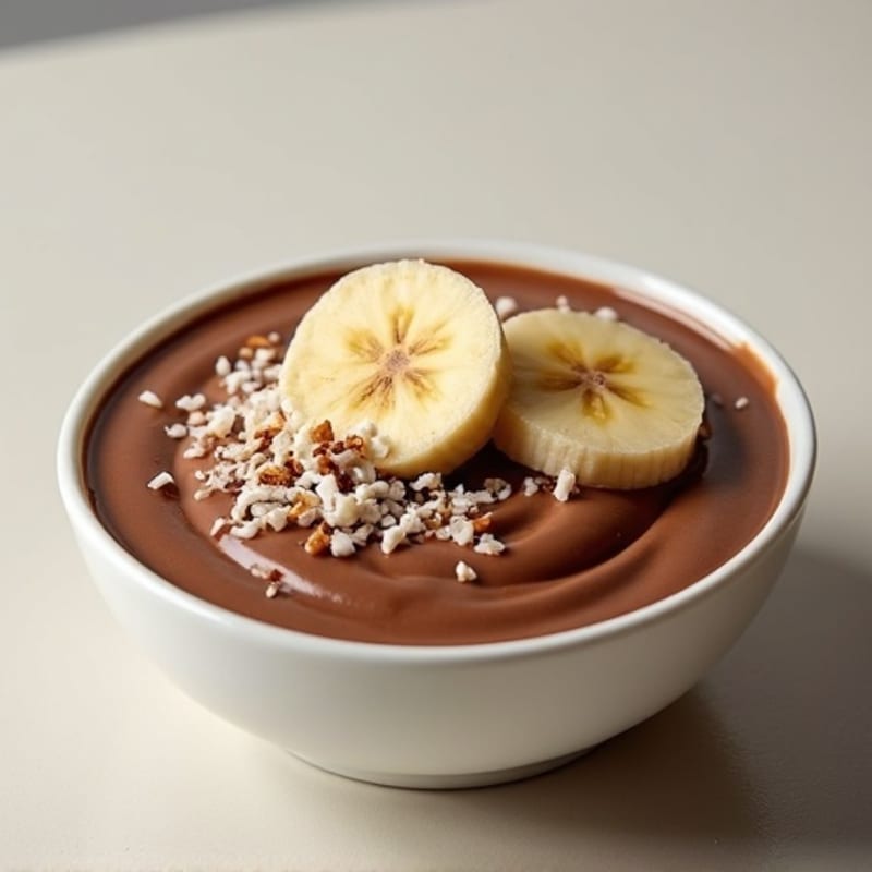 Chocolate Protein Pudding with Toasted Coconut