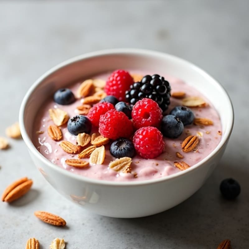 Creamy Berry Oatmeal with Toasted Nuts