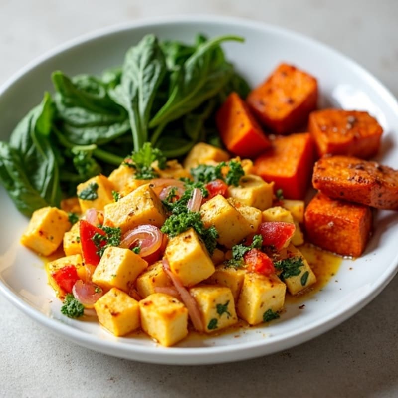 Protein-Packed Tofu Scramble with Roasted Sweet Potatoes