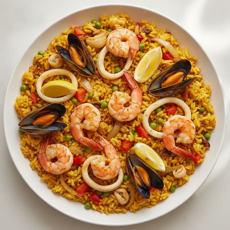 Spanish Seafood Paella with Saffron Rice
