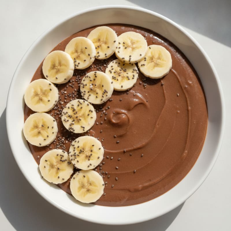 Silky Chocolate Protein Pudding with Sliced Banana