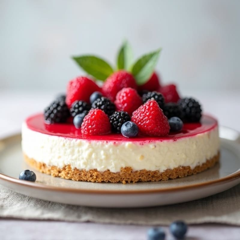 Greek Yogurt Protein Cheesecake with Fresh Berries