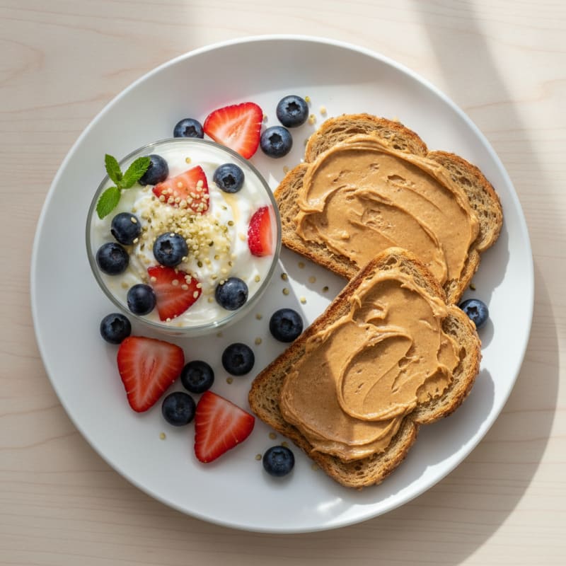 Greek Yogurt Parfait with Toast and Fresh Fruit