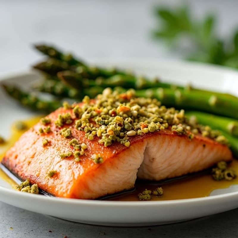 Crispy Pistachio-Crusted Salmon with Roasted Asparagus