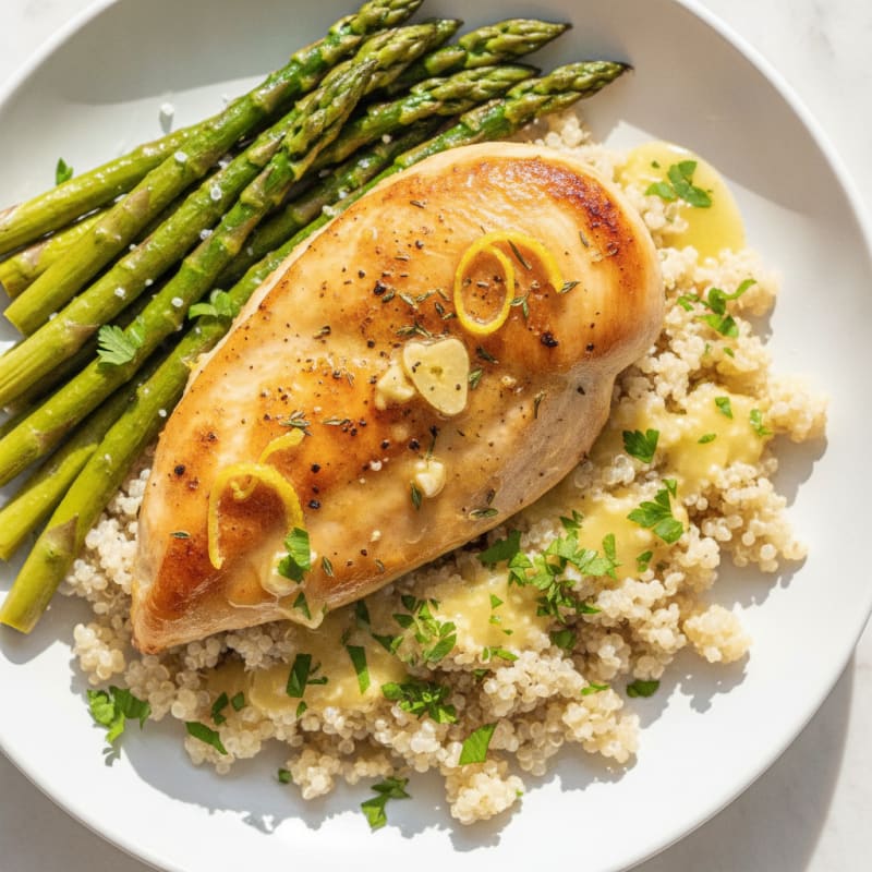 Lemon Herb Roasted Chicken with Asparagus