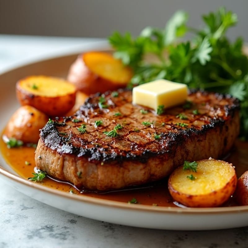 Garlic Butter Steak with Crispy Roasted Potatoes