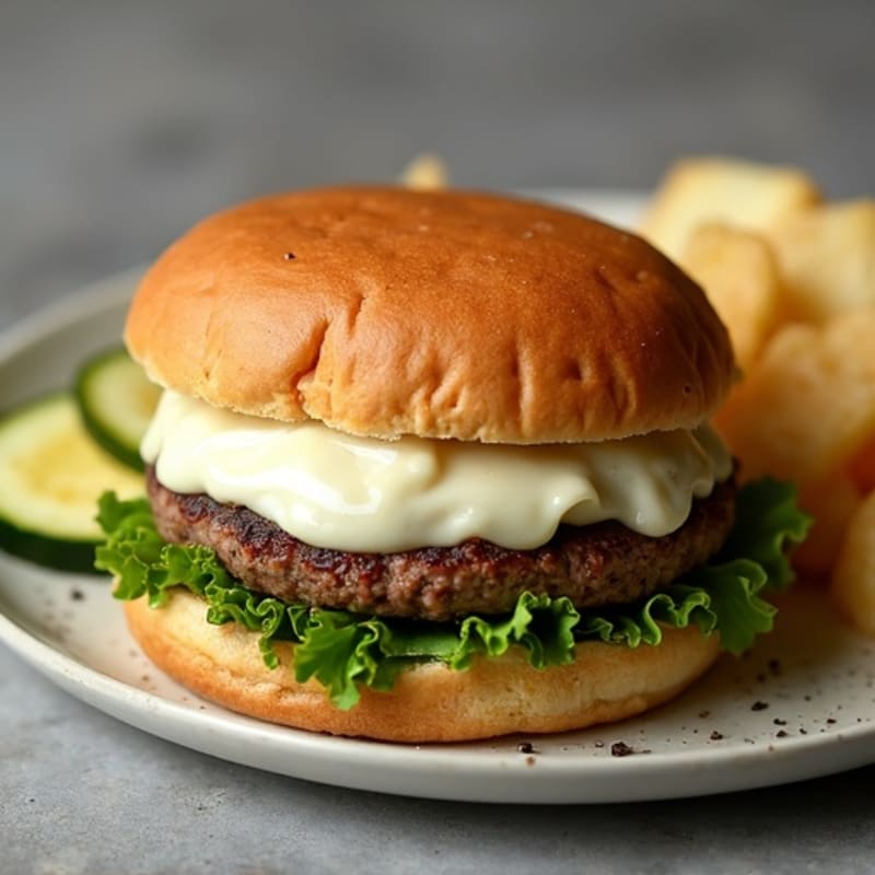 Lean Ground Beef Burger with Melted Mozzarella and Crispy Baked Zucchini