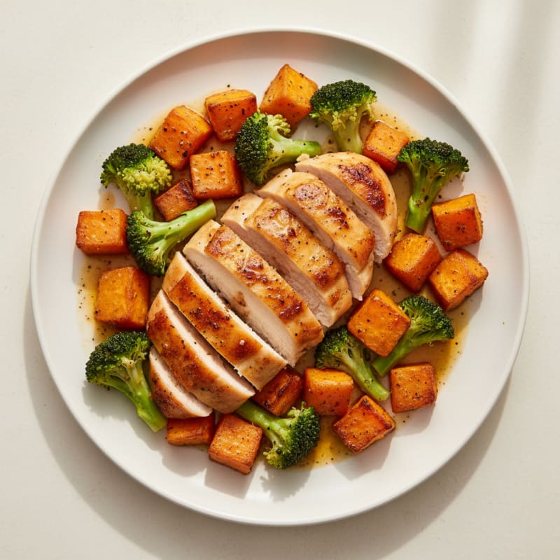 Golden Roasted Chicken and Sweet Potatoes