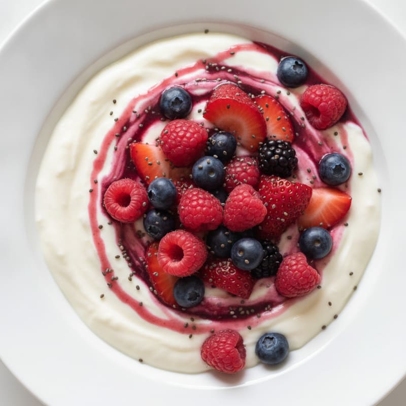 Silky Greek Yogurt Protein Pudding with Mixed Berries