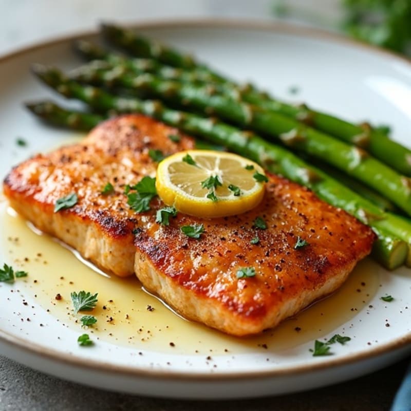 Flaky Cajun Blackened Catfish with Roasted Asparagus