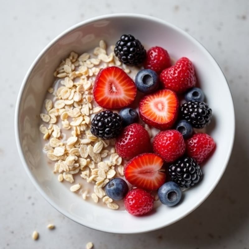 Creamy Berry-Vanilla Protein Oatmeal Bowl