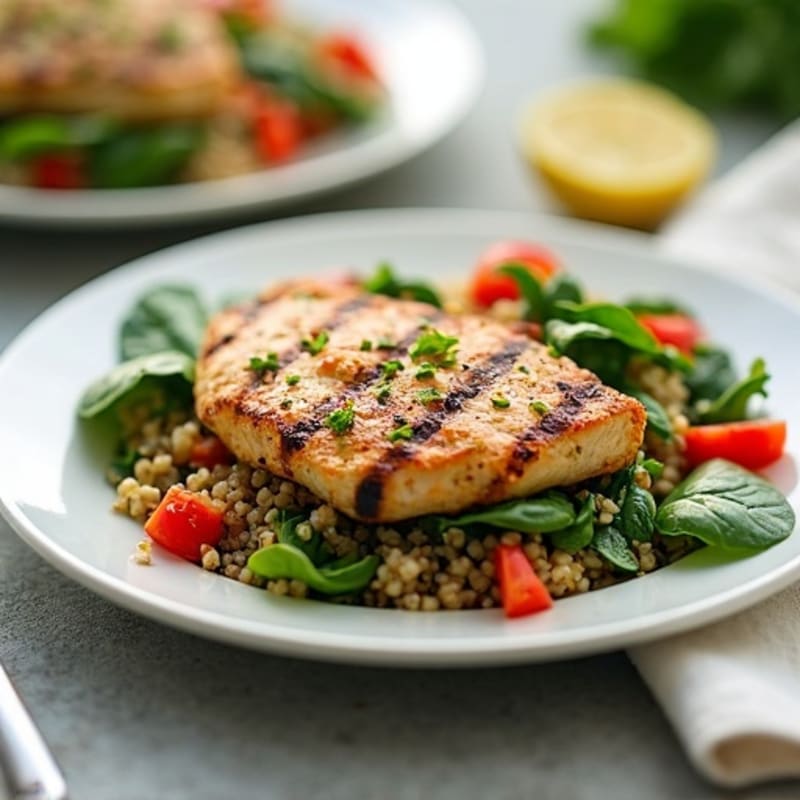 Grilled Chicken Breast with Quinoa Spinach Salad