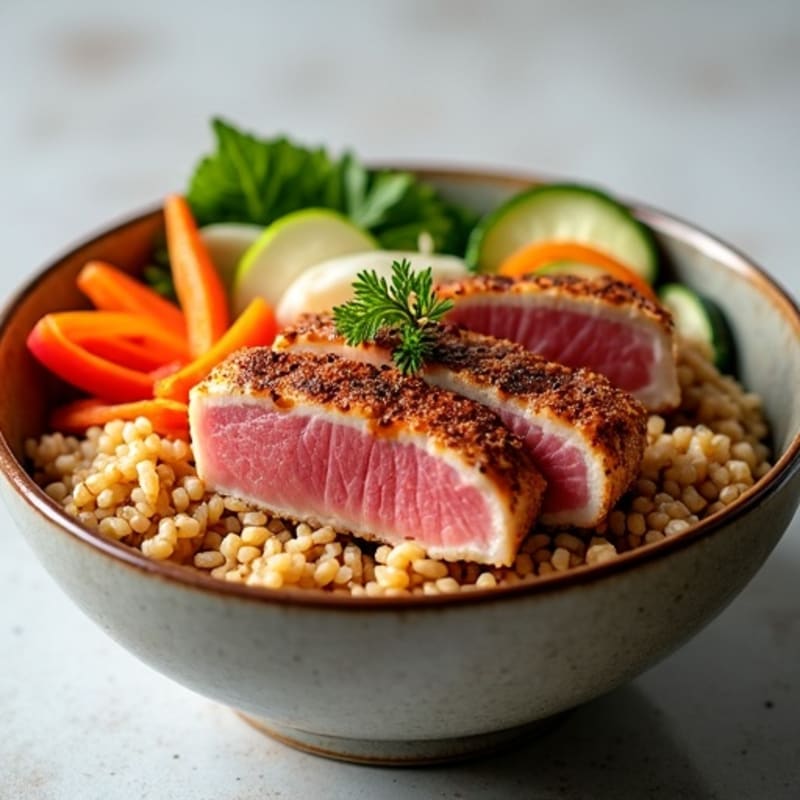 Fresh Tuna and Crispy Vegetable Rice Bowl