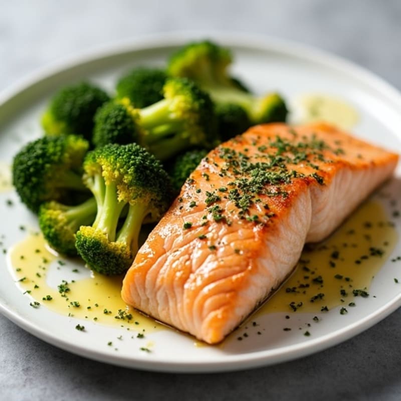 Flaky Baked Salmon with Lemon Herb Roasted Broccoli